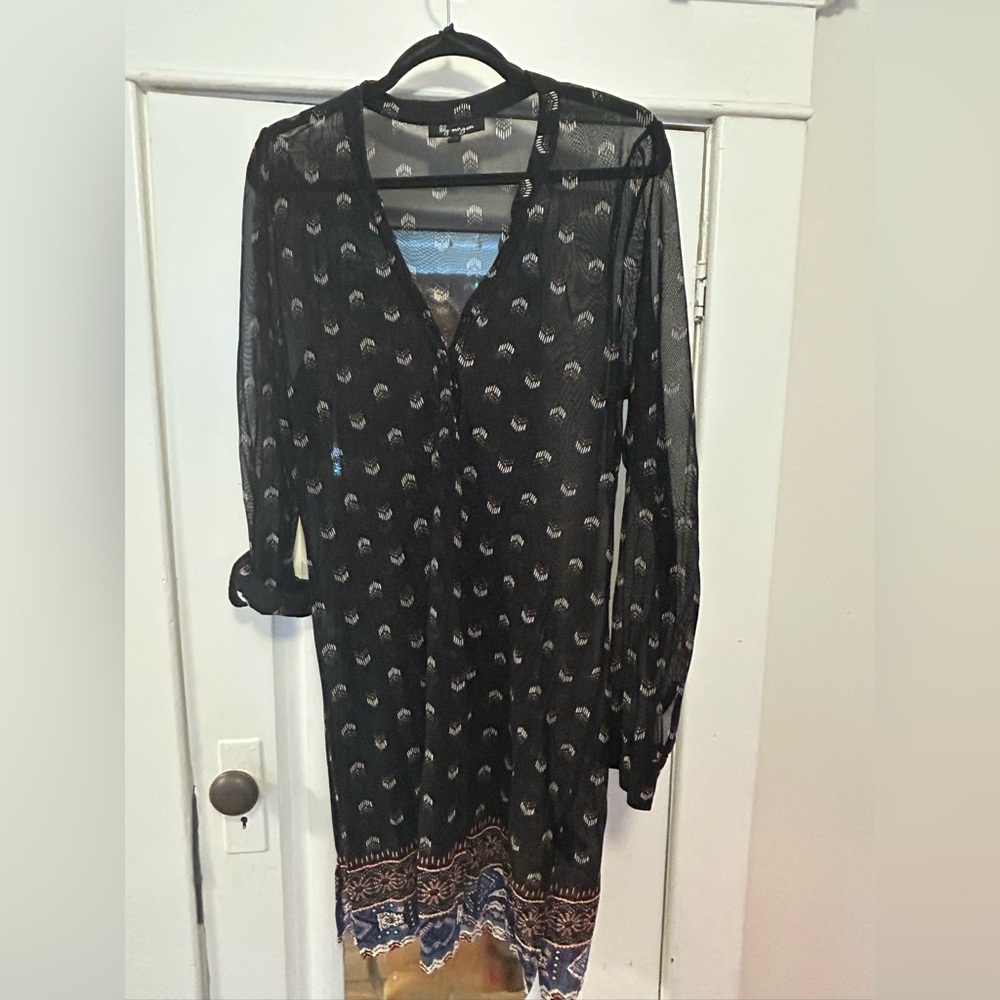 Sheer Black Patterned Dress